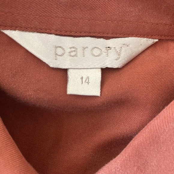 Parory Dress Womens Size 14 Button Front Collared Embroidered‎ Long Sleeve Pink - Picture 10 of 14